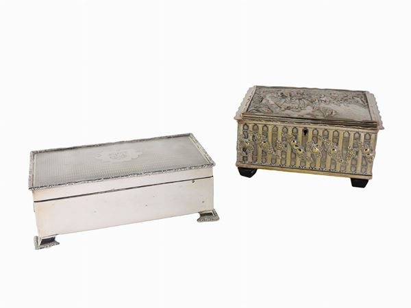 Two Silver and Silver-plated Boxes
