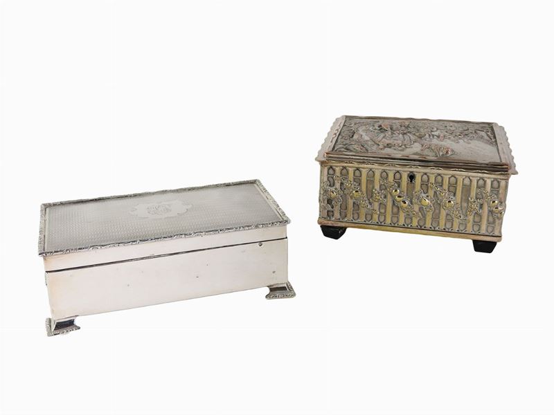 Due Scatole in Argento e Metallo Argentato