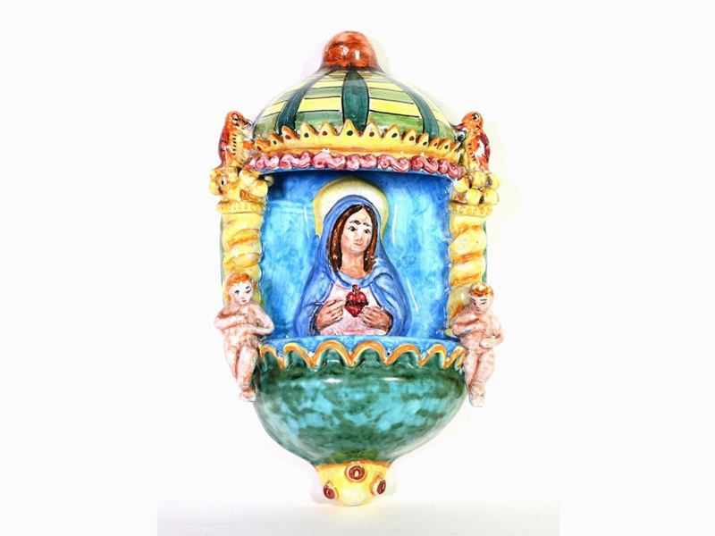 Romolo Apicella - Acquasantiera Pensile in Terracotta Smaltata