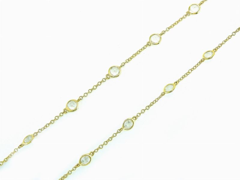 Girocollo in Oro Giallo e Quarzi Ialini