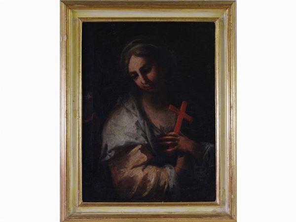 Scuola veneta della fine del XVII secolo - Santa Margherita d'Antiochia sottomette il drago con la croce