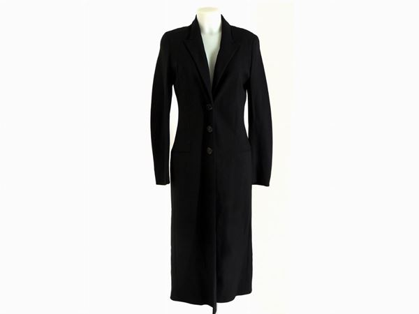 Black wool and viscose coat, Lawrence Steele