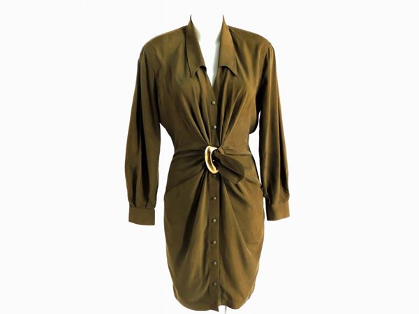Green silk dress,Thierry Mugler