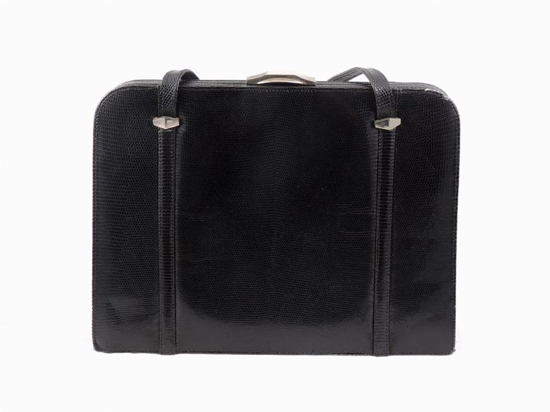 Borsa a Mano in Lucertola Nera