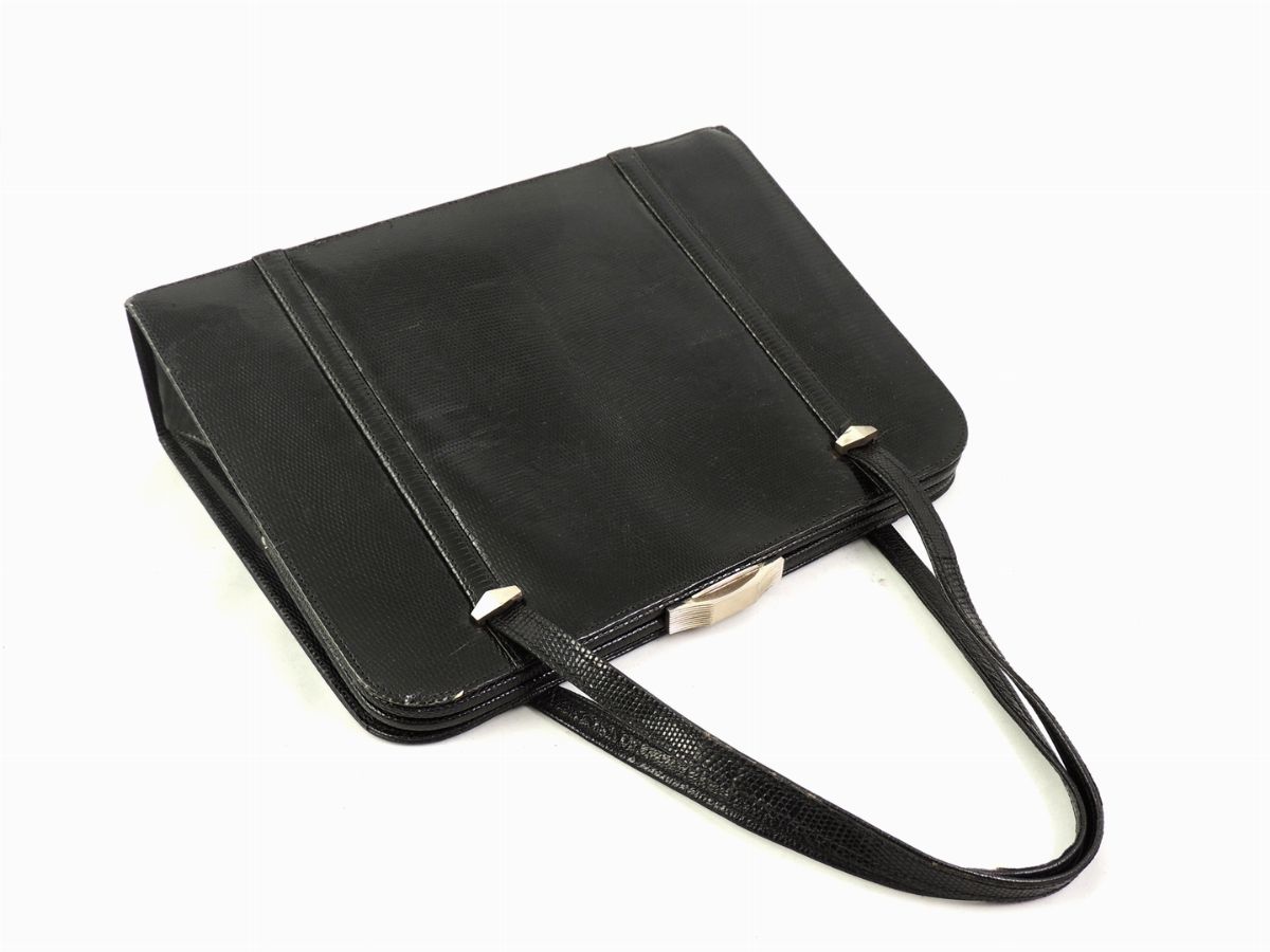 Borsa a Mano in Lucertola Nera