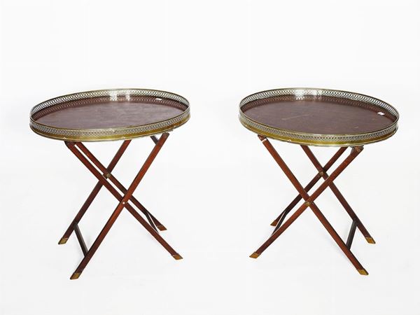 A Pair of Oval Satinwood Serving Tables