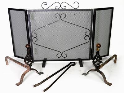 Set da Camino in Metallo Laccato Nero
