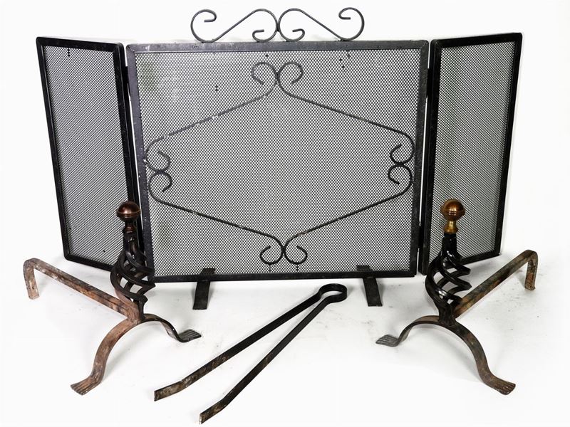Set da Camino in Metallo Laccato Nero
