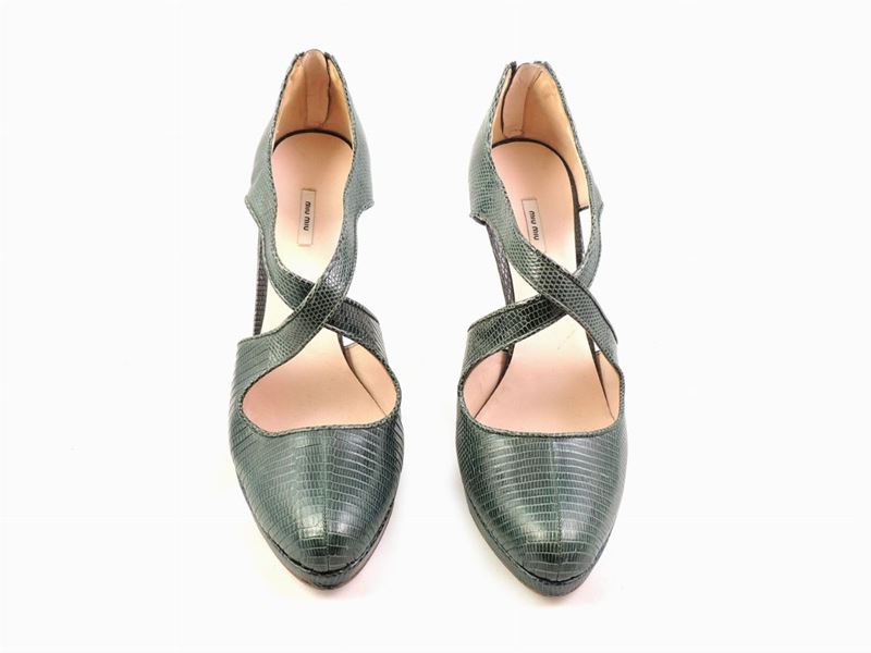 Paio di Decolettè in Pelle Verde, Miu Miu