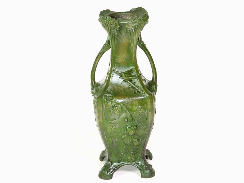 Hippolyte François Moreau - Vaso in Metallo Patinato Verde, Fine del XIX Secolo