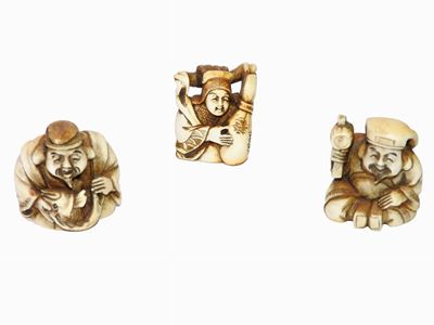 Tre Netsuke in Avorio
