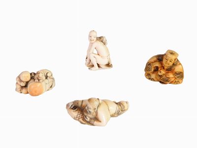 Quattro Netsuke in Avorio