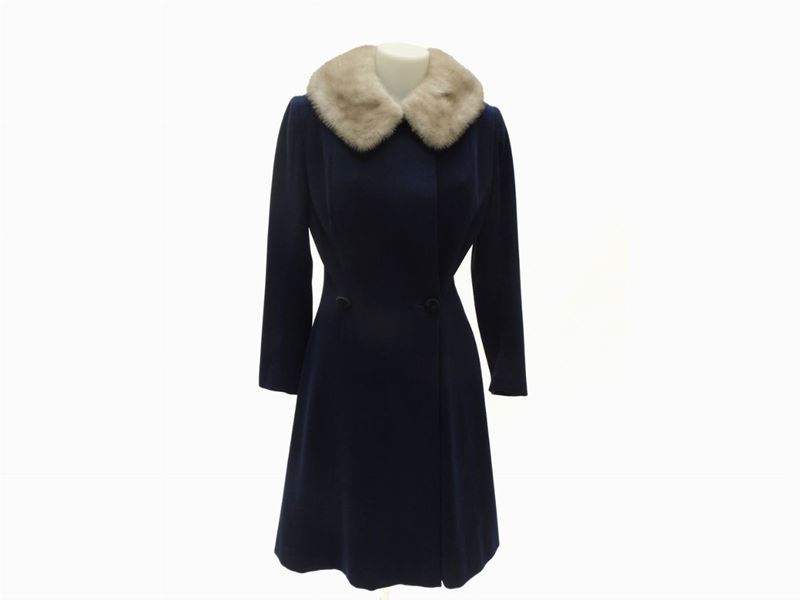 Cappotto Trequarti in Lana Blu