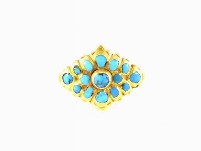Anello in Oro Giallo e Turchesi