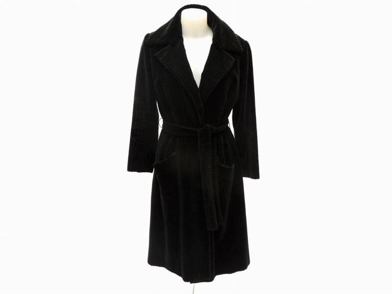 Cappotto Trequarti in Velluto Nero