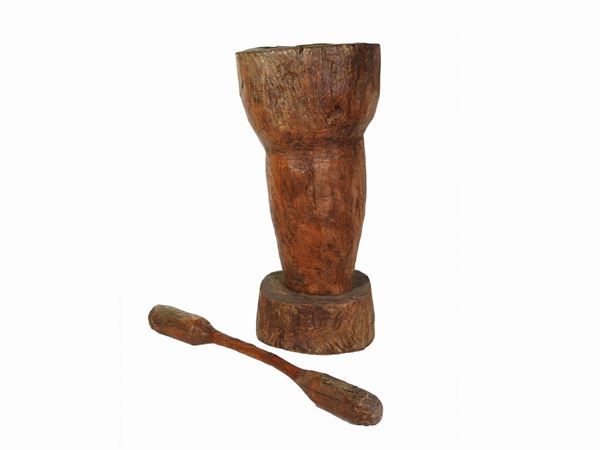 A Large Exotic Wooden Mortar