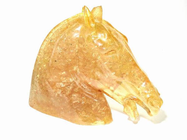 A Plexiglas Sculpture of a Unicorn Head
