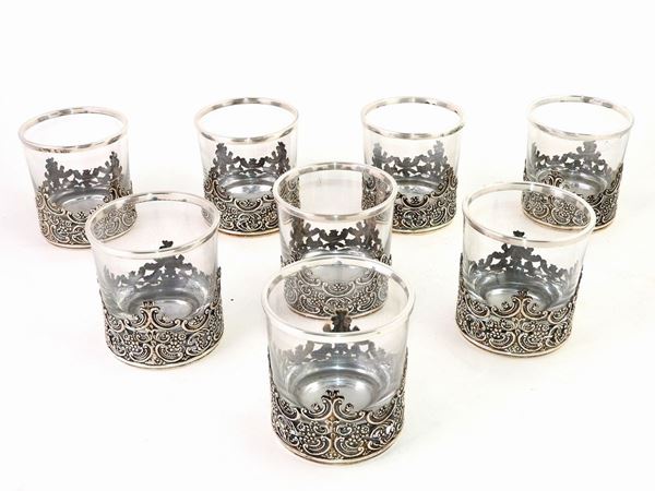 ASet of Eight Glass and Silver Glasses