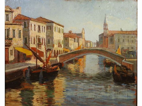 Scuola italiana del XX secolo - View of Venice and View of a Local Market