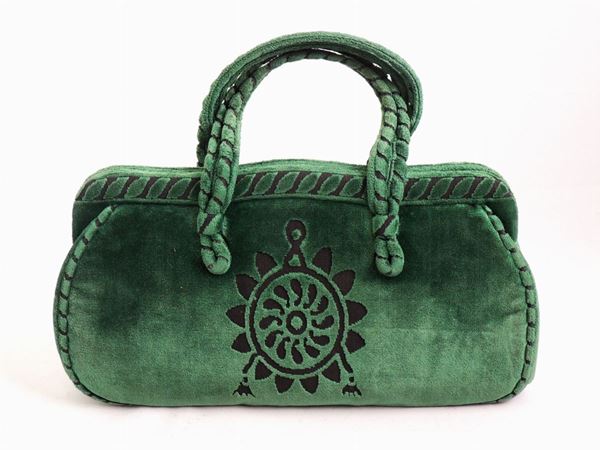 Green velvet handbag, Roberta di Camerino