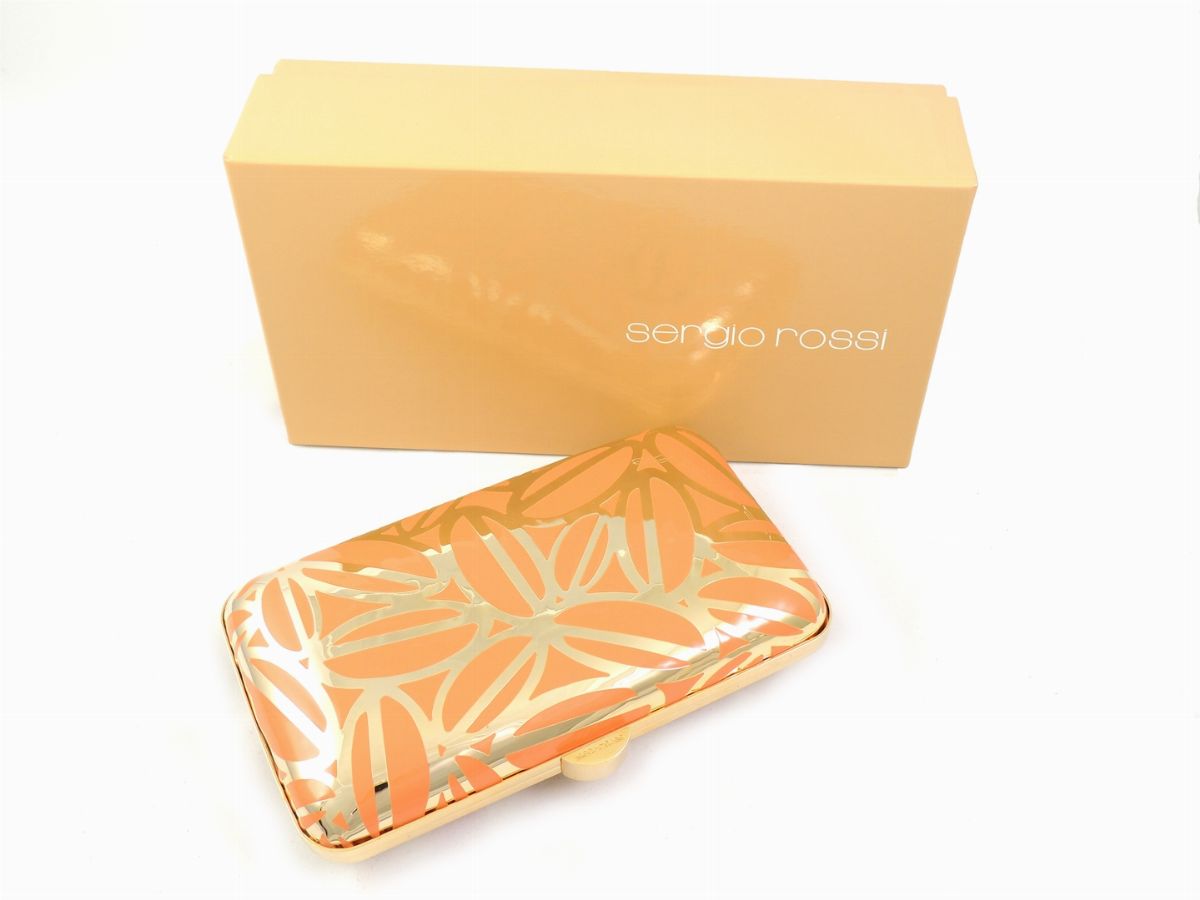 Clutch in Metallo Dorato e Color Salmone, Sergio Rossi