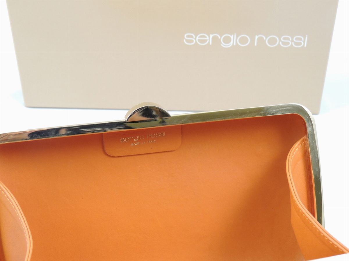 Clutch in Metallo Dorato e Color Salmone, Sergio Rossi