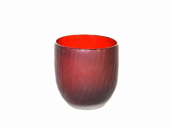 A Red Blown Glass Vase