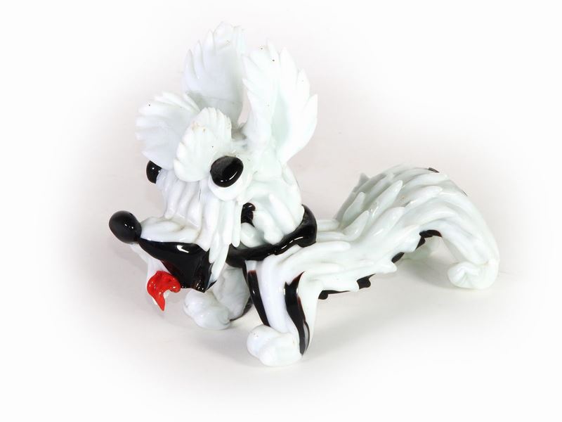 Figura di Cane in Vetro Soffiato