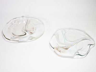 Coppia di Piatti in Vetro Soffiato Incolore