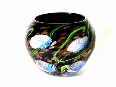 Vaso Globulare in Vetro Soffiato Nero