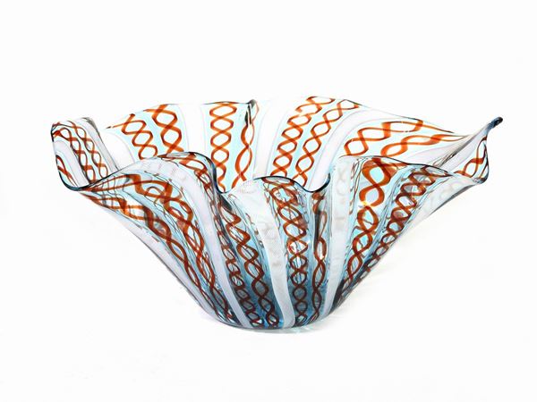 A Zanfirico Blown Glass Handkerchief Vase