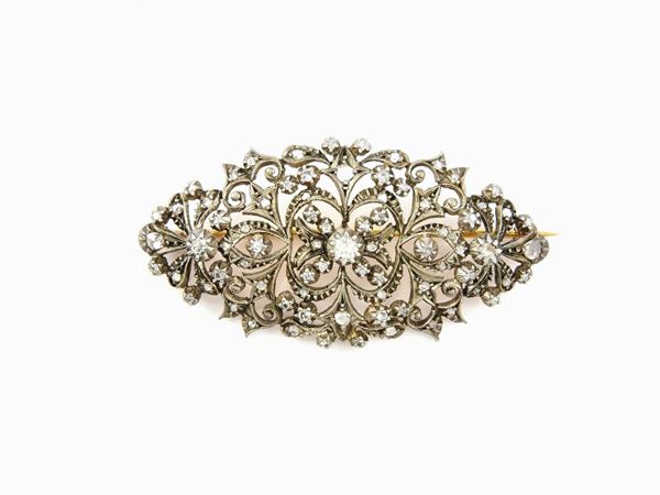 Yellow gold and silver brooch with floral motives  - Auction Watches and Jewels - I - I - Maison Bibelot - Casa d'Aste Firenze - Milano