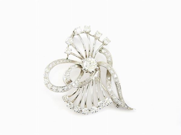 White gold bow brooch with diamonds