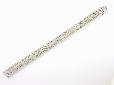 Bracciale a Piastre in Oro Bianco e Diamanti