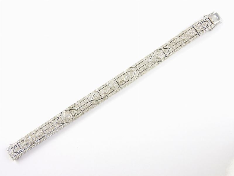 Bracciale a Piastre in Oro Bianco e Diamanti