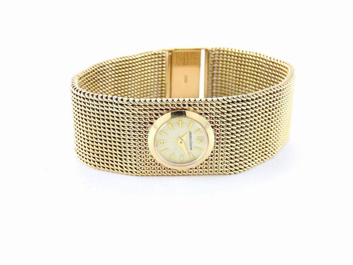 Bracciale Orologio Jaeger le Coultre in Oro Giallo 375/1000 a Maglia Milanese