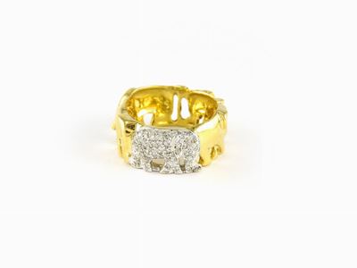 Anello Animalier in Oro Giallo e Bianco con Diamanti
