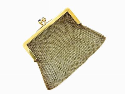 Portamonete Tiffany & Co. a Maglia in Oro Giallo 585/1000 con Zaffiri