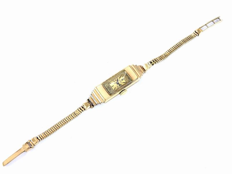 Orologio Rolex Baguette da Polso per Donna in Oro Giallo 375/1000