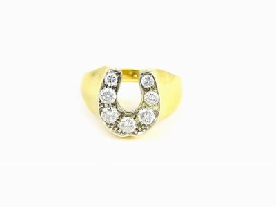 Anello in Oro Giallo e Bianco con Diamanti