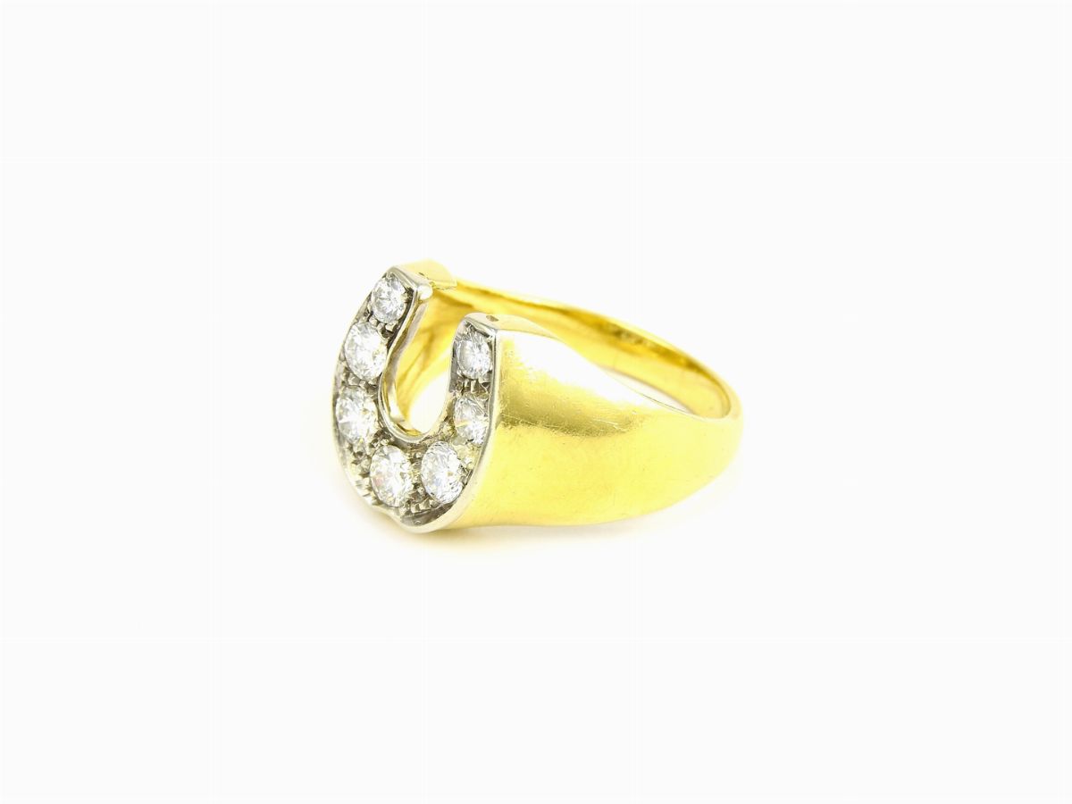 Anello in Oro Giallo e Bianco con Diamanti