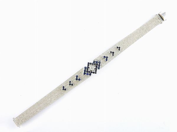 White gold bracelet with diamond and sapphires
