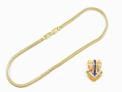 Girocollo a Maglia Morbida in Oro Giallo e Spilla in Oro Giallo e Rosso Tiffany & Co.
