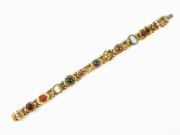 14Kt yellow gold fancy bracelet with semi-precious stones  (USA, Fifties)  - Auction Watches and Jewels - I - I - Maison Bibelot - Casa d'Aste Firenze - Milano