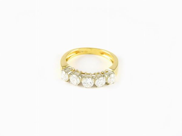 Yellow and white gold eternity ring with diamonds