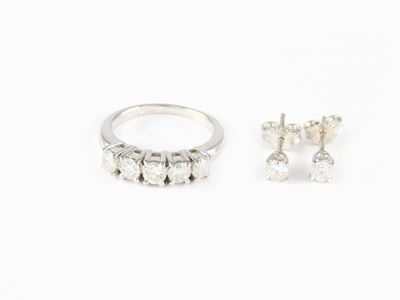 Demi Parure Fede e Orecchini Punto Luce in Oro Bianco e Diamanti