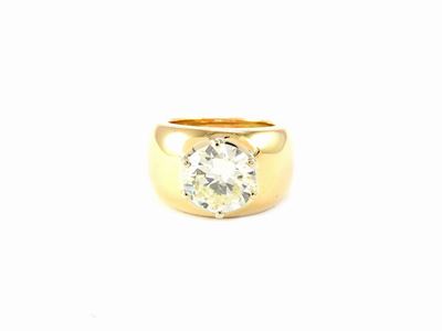 Anello Solitario a Fascia in Oro Giallo con Diamante