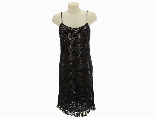 Black cotton knitted dress