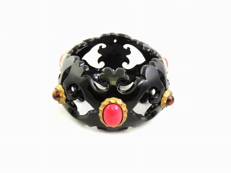 Bracciale Rigido in Resina Nera, Christian Lacroix