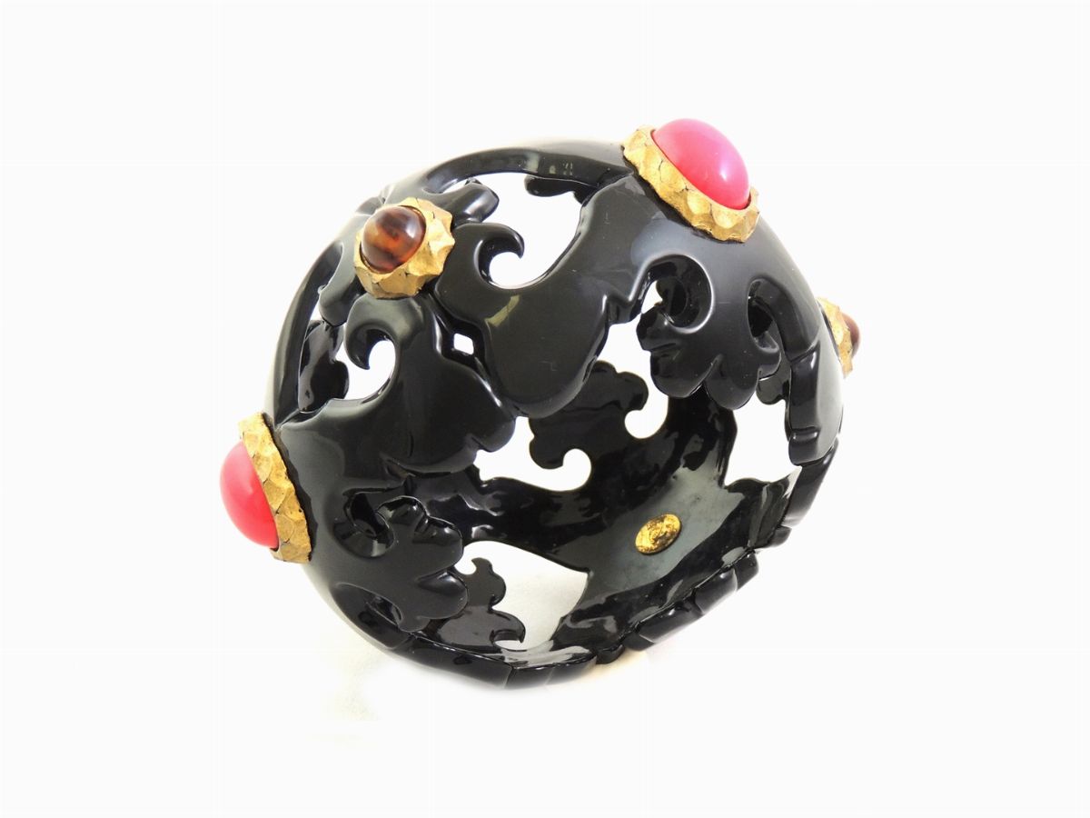Bracciale Rigido in Resina Nera, Christian Lacroix